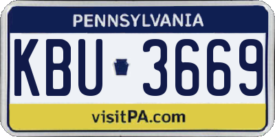 PA license plate KBU3669