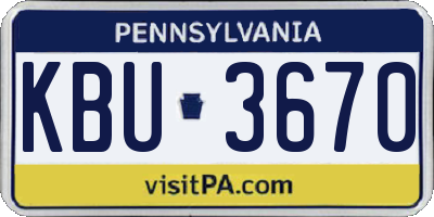 PA license plate KBU3670