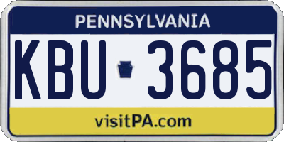 PA license plate KBU3685