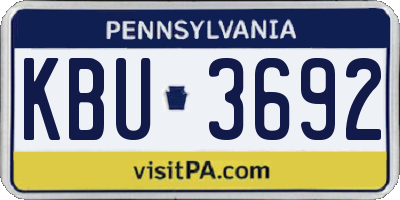 PA license plate KBU3692