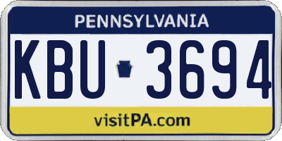 PA license plate KBU3694