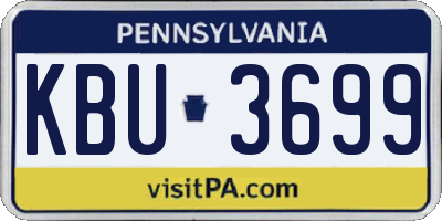 PA license plate KBU3699