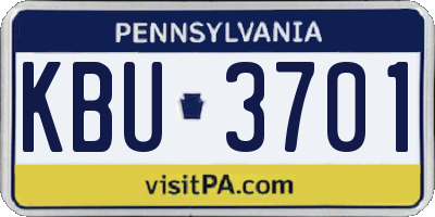 PA license plate KBU3701