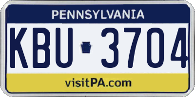 PA license plate KBU3704
