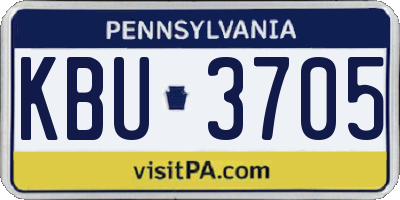 PA license plate KBU3705