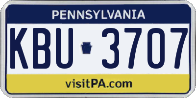 PA license plate KBU3707