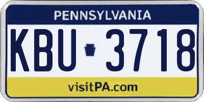 PA license plate KBU3718