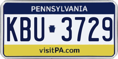 PA license plate KBU3729