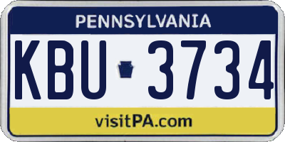 PA license plate KBU3734