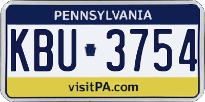 PA license plate KBU3754