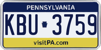 PA license plate KBU3759