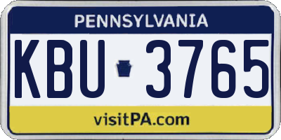 PA license plate KBU3765