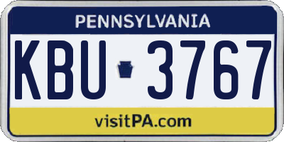 PA license plate KBU3767