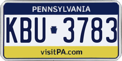 PA license plate KBU3783