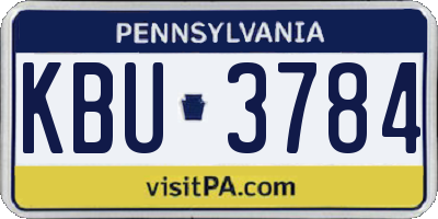 PA license plate KBU3784