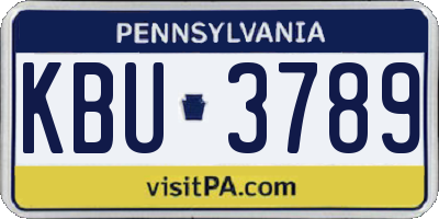 PA license plate KBU3789