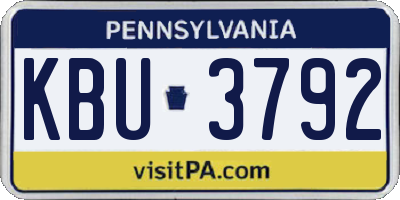 PA license plate KBU3792