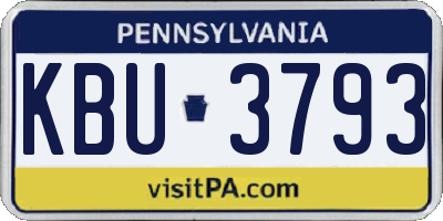 PA license plate KBU3793