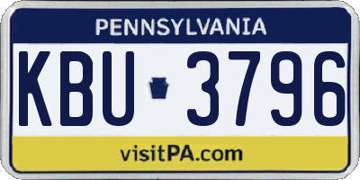 PA license plate KBU3796