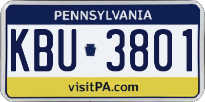 PA license plate KBU3801