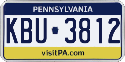 PA license plate KBU3812