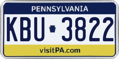 PA license plate KBU3822