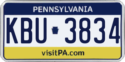 PA license plate KBU3834