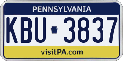PA license plate KBU3837