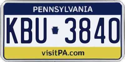 PA license plate KBU3840