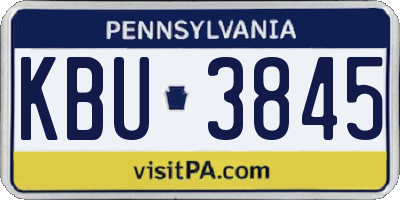 PA license plate KBU3845