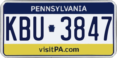 PA license plate KBU3847