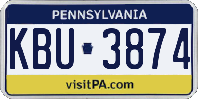 PA license plate KBU3874