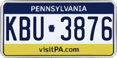 PA license plate KBU3876