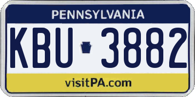 PA license plate KBU3882