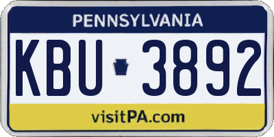PA license plate KBU3892