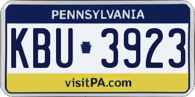 PA license plate KBU3923