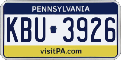 PA license plate KBU3926