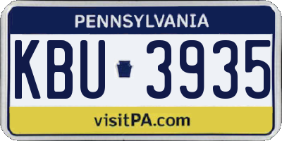 PA license plate KBU3935