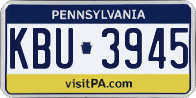 PA license plate KBU3945