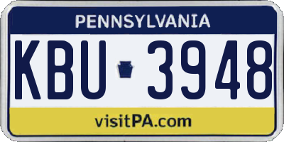 PA license plate KBU3948