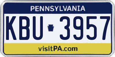PA license plate KBU3957