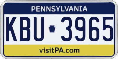 PA license plate KBU3965