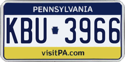 PA license plate KBU3966