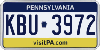 PA license plate KBU3972