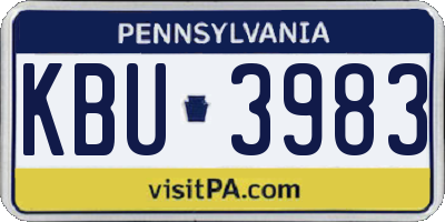 PA license plate KBU3983