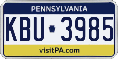 PA license plate KBU3985