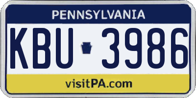 PA license plate KBU3986