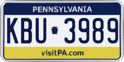 PA license plate KBU3989