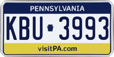 PA license plate KBU3993