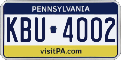 PA license plate KBU4002